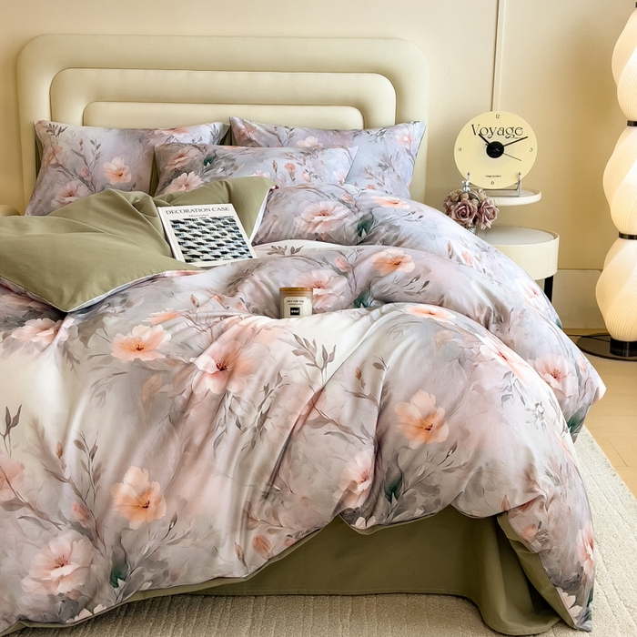 91家纺网 家纺一手货源 找家纺 印季家纺 2025新款数码印花全棉纯棉加厚磨毛四件套 漫野