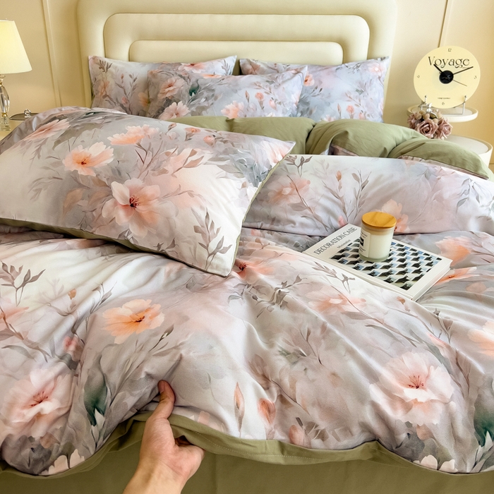 91家纺网 家纺一手货源 找家纺 印季家纺 2025新款数码印花全棉纯棉加厚磨毛四件套 漫野