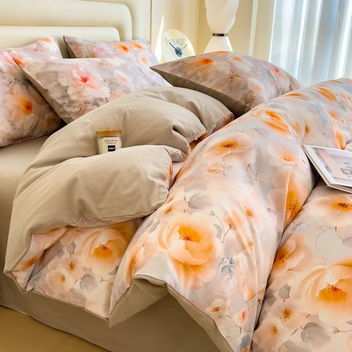 印季家纺 2025新款数码印花全棉纯棉加厚磨毛四件套 绮梦花间