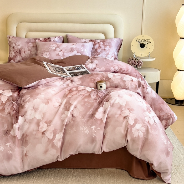 91家纺网 家纺一手货源 找家纺 印季家纺 2025新款数码印花全棉纯棉加厚磨毛四件套 森屿（桔）