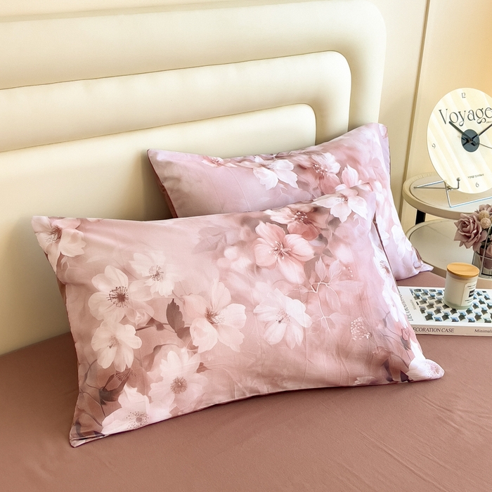 91家纺网 家纺一手货源 找家纺 印季家纺 2025新款数码印花全棉纯棉加厚磨毛四件套 森屿（桔）