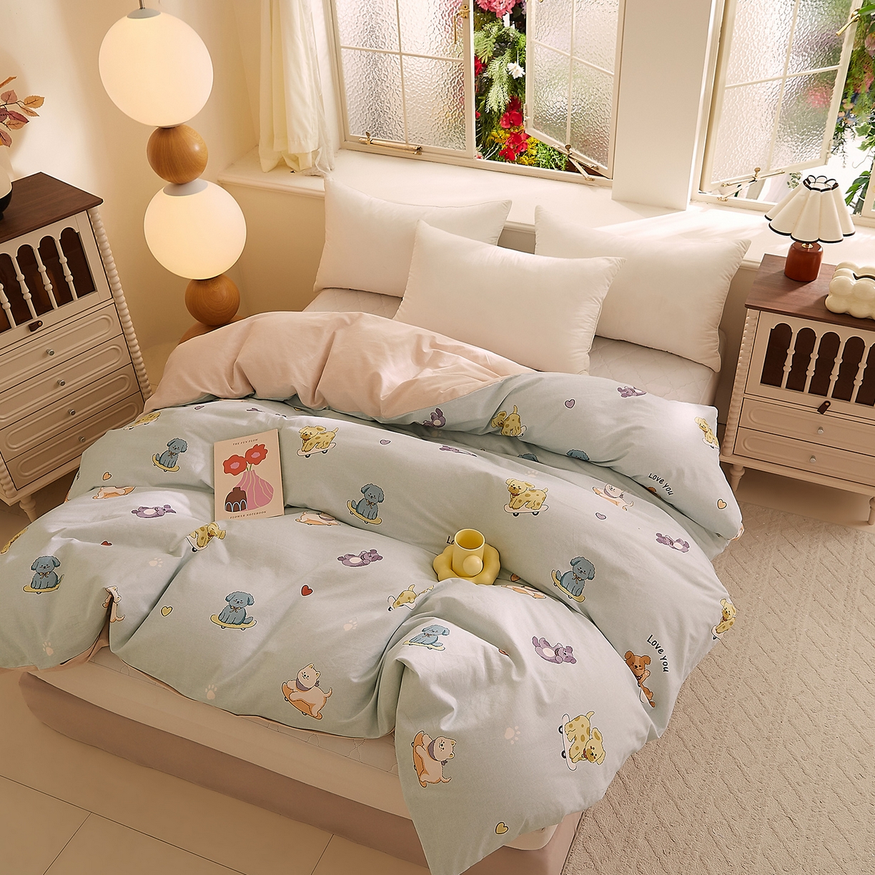 91家纺网 家纺一手货源 找家纺 DoDo 兜兜 2025新款全棉纯棉磨毛印花单被套 被套单件 俏皮狗