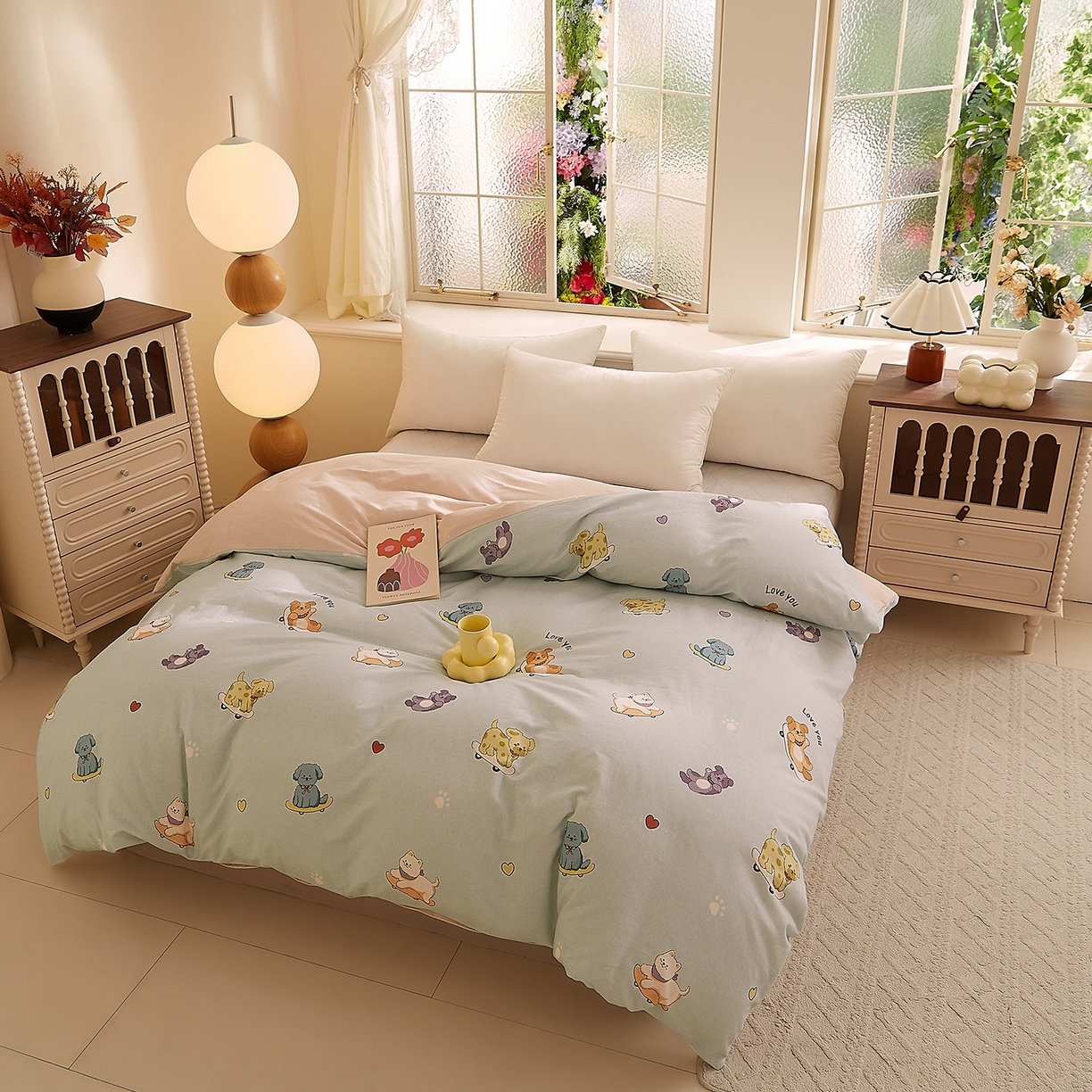 91家纺网 家纺一手货源 找家纺 DoDo 兜兜 2025新款全棉纯棉磨毛印花单被套 被套单件 俏皮狗