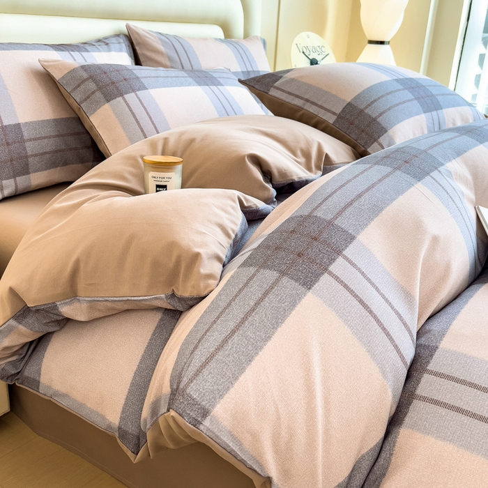 91家纺网 家纺一手货源 找家纺 印季家纺 2025新款数码印花全棉纯棉加厚磨毛四件套 柚甜