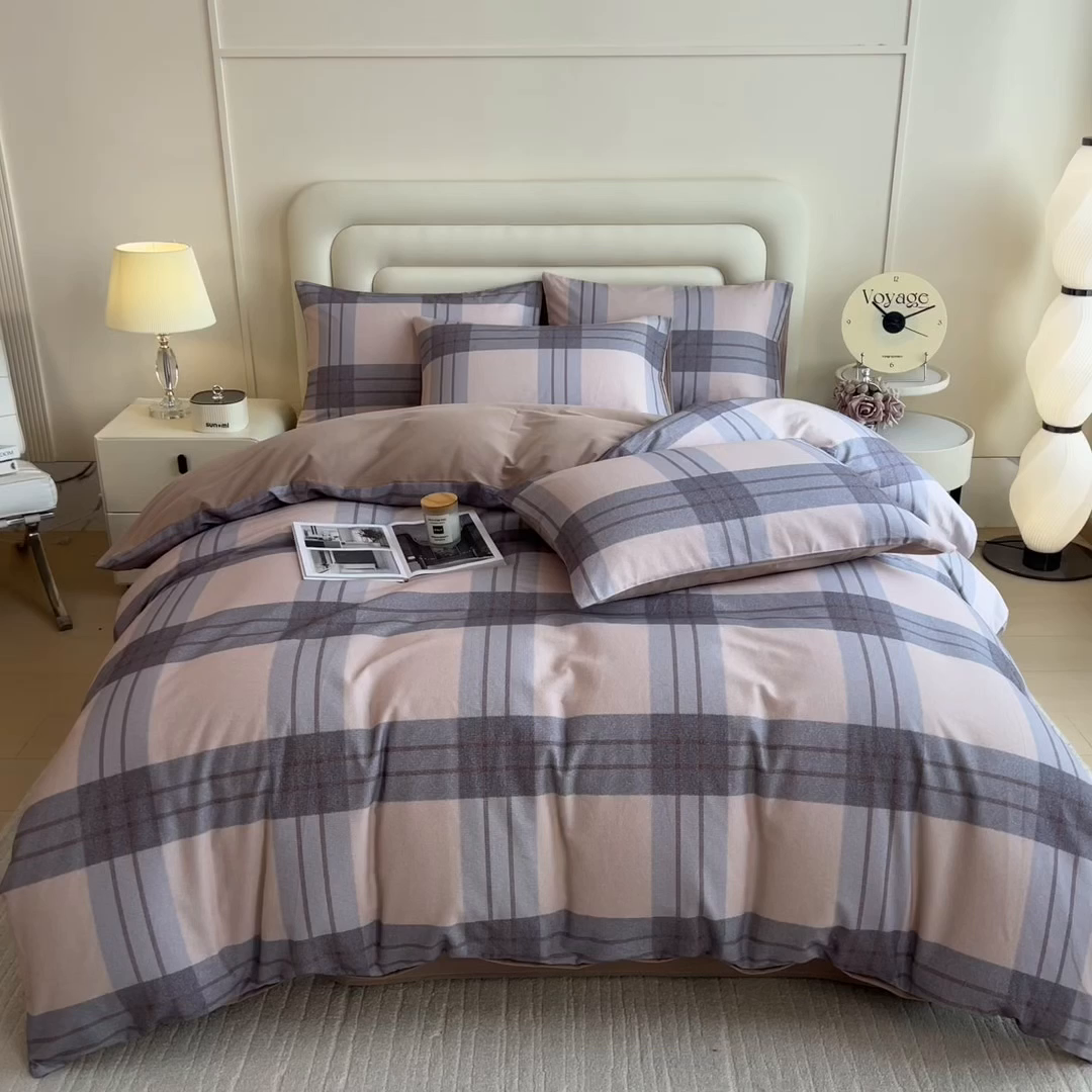 91家纺网 家纺一手货源 找家纺 印季家纺 2025新款数码印花全棉纯棉加厚磨毛四件套 柚甜