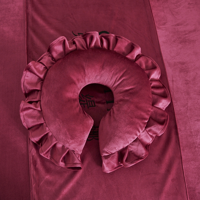 91家纺网 家纺一手货源 找家纺 诗薇娅 2025新款加厚兔毛绒美容床罩  美容床罩四件套 白+红豆沙