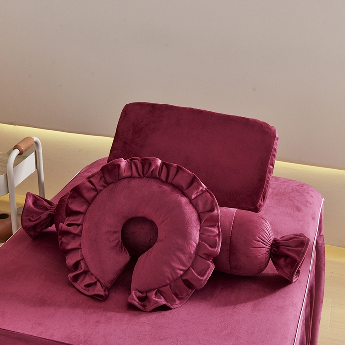 91家纺网 家纺一手货源 找家纺 诗薇娅 2025新款加厚兔毛绒美容床罩  美容床罩四件套 白+红豆沙