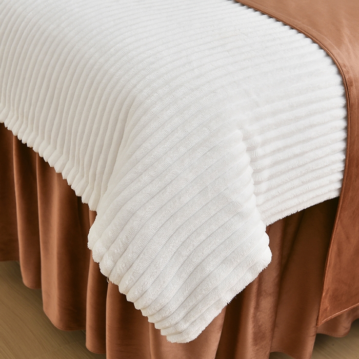 91家纺网 家纺一手货源 找家纺 诗薇娅 2025新款加厚兔毛绒美容床罩  美容床罩四件套 白+咖色