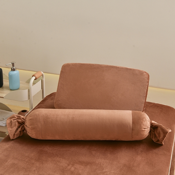 91家纺网 家纺一手货源 找家纺 诗薇娅 2025新款加厚兔毛绒美容床罩  美容床罩四件套 白+咖色