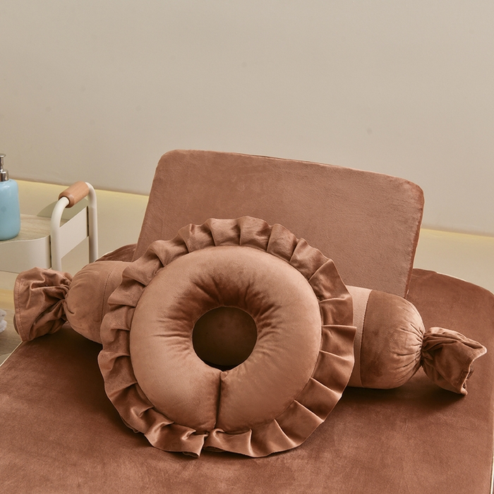 91家纺网 家纺一手货源 找家纺 诗薇娅 2025新款加厚兔毛绒美容床罩  美容床罩四件套 白+咖色