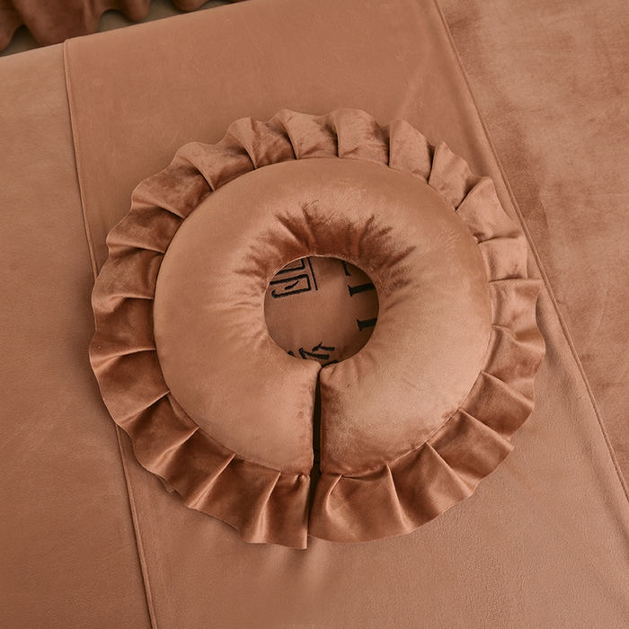 91家纺网 家纺一手货源 找家纺 诗薇娅 2025新款加厚兔毛绒美容床罩  美容床罩四件套 白+咖色