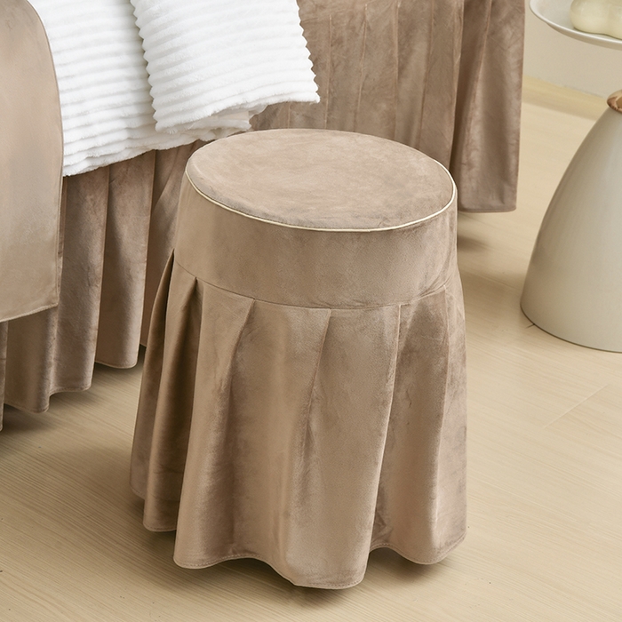 91家纺网 家纺一手货源 找家纺 诗薇娅 2025新款加厚兔毛绒美容床罩  美容床罩四件套 白+卡其