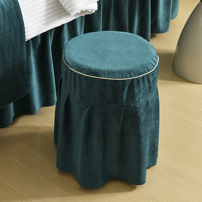 91家纺网 家纺一手货源 找家纺 诗薇娅 2025新款加厚兔毛绒美容床罩  美容床罩四件套 白+墨绿