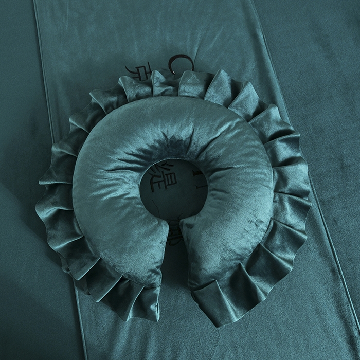 91家纺网 家纺一手货源 找家纺 诗薇娅 2025新款加厚兔毛绒美容床罩  美容床罩四件套 白+墨绿