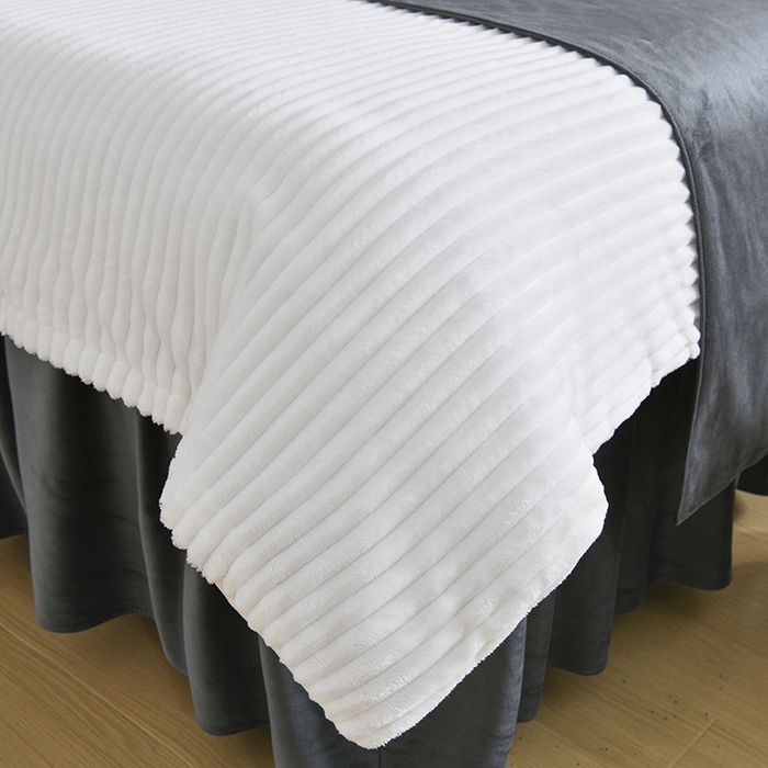 91家纺网 家纺一手货源 找家纺 诗薇娅 2025新款加厚兔毛绒美容床罩  美容床罩四件套 白+深灰