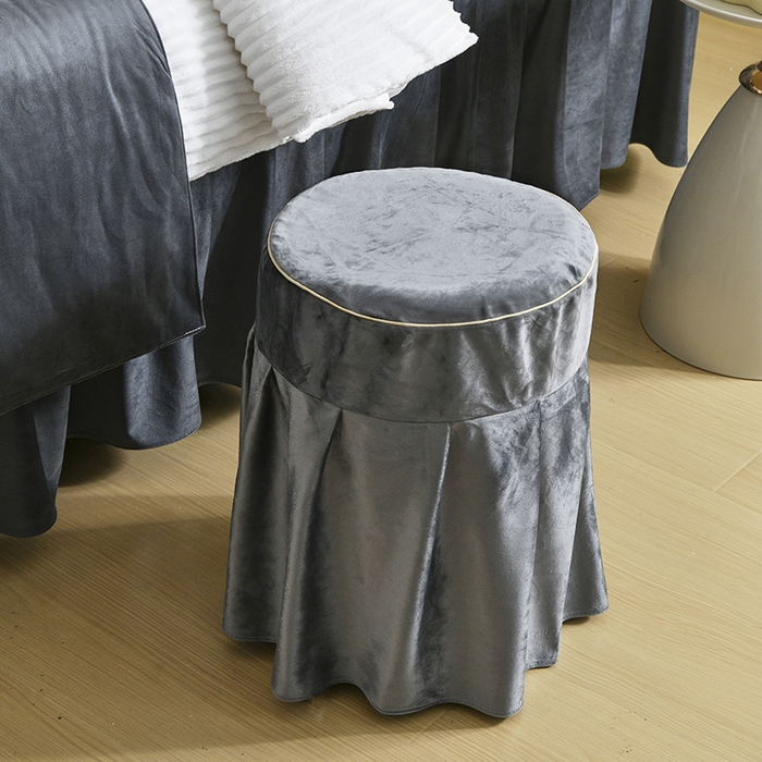 91家纺网 家纺一手货源 找家纺 诗薇娅 2025新款加厚兔毛绒美容床罩  美容床罩四件套 白+深灰