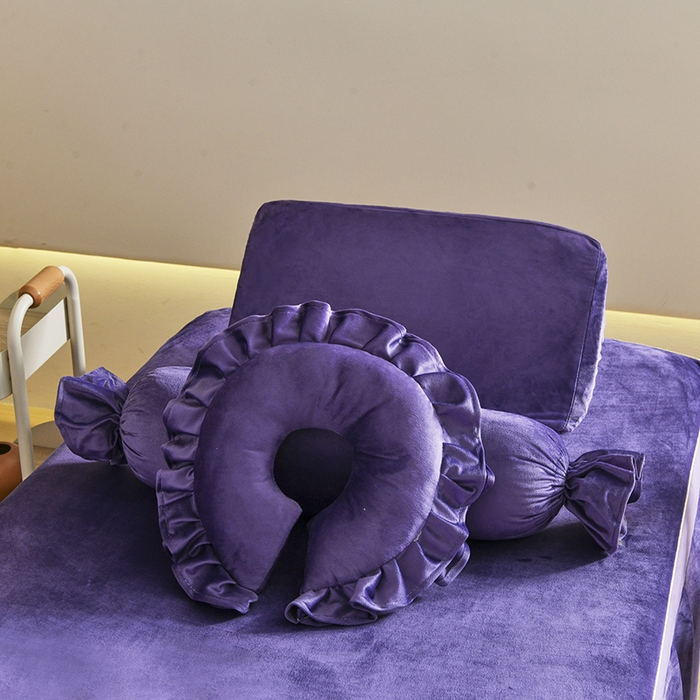 91家纺网 家纺一手货源 找家纺 诗薇娅 2025新款加厚兔毛绒美容床罩  美容床罩四件套 白+紫色