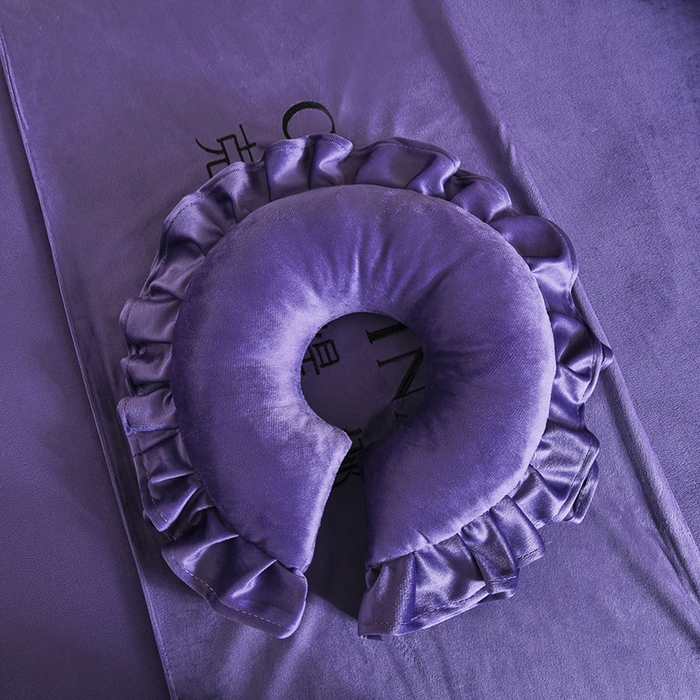 91家纺网 家纺一手货源 找家纺 诗薇娅 2025新款加厚兔毛绒美容床罩  美容床罩四件套 白+紫色