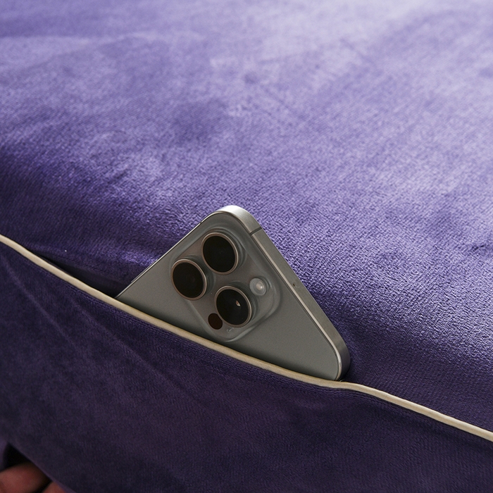 91家纺网 家纺一手货源 找家纺 诗薇娅 2025新款加厚兔毛绒美容床罩  美容床罩四件套 白+紫色