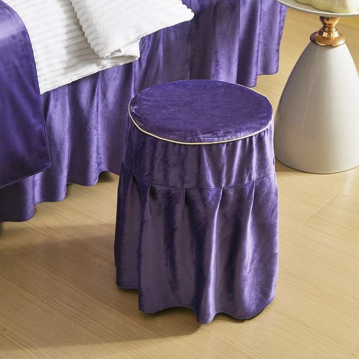 91家纺网 家纺一手货源 找家纺 诗薇娅 2025新款加厚兔毛绒美容床罩  美容床罩四件套 白+紫色