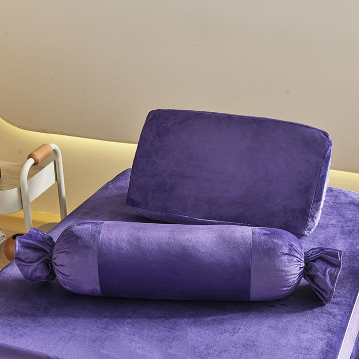 91家纺网 家纺一手货源 找家纺 诗薇娅 2025新款加厚兔毛绒美容床罩  美容床罩四件套 白+紫色