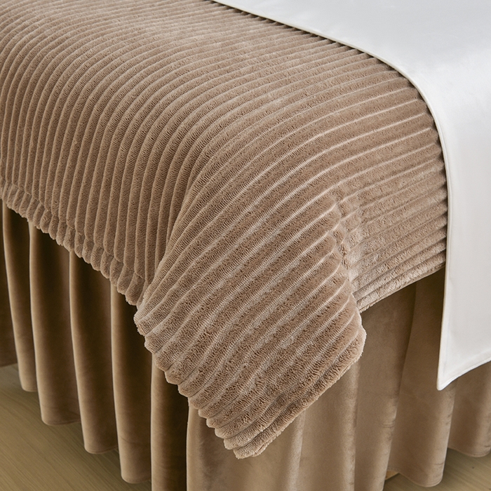 91家纺网 家纺一手货源 找家纺 诗薇娅 2025新款加厚兔毛绒美容床罩  美容床罩四件套 卡其