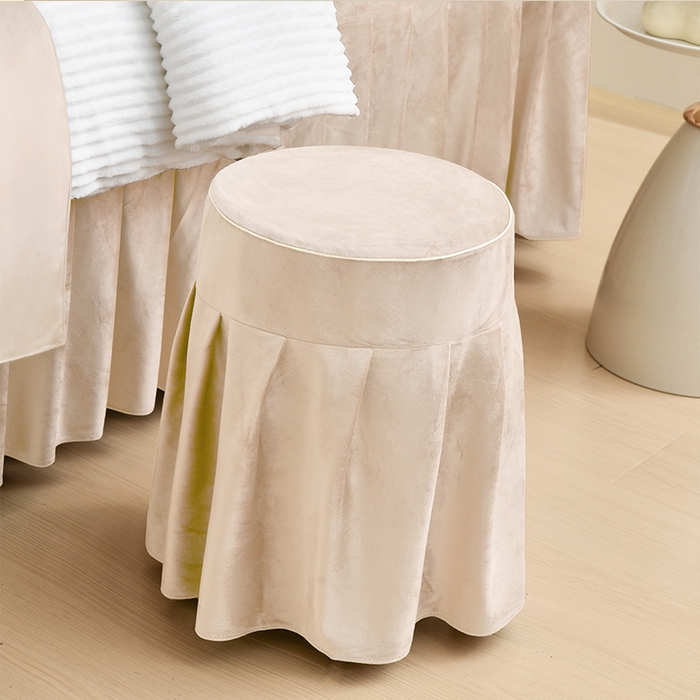 91家纺网 家纺一手货源 找家纺 诗薇娅 2025新款加厚兔毛绒美容床罩  美容床罩四件套 白配浅卡其