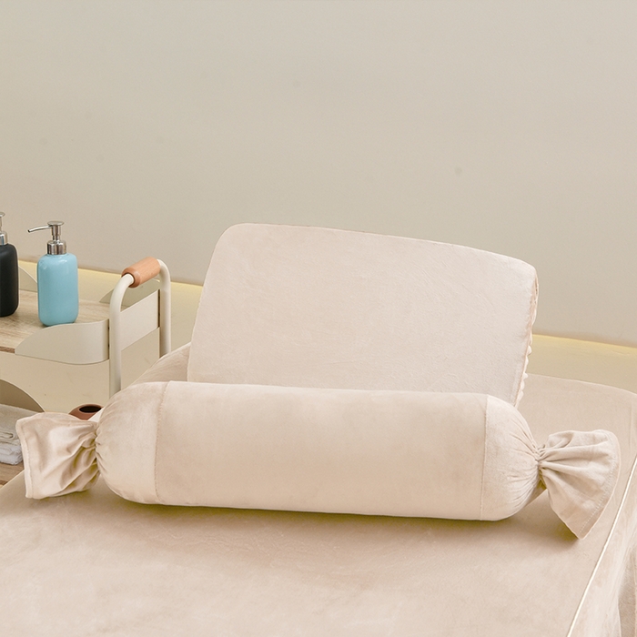 91家纺网 家纺一手货源 找家纺 诗薇娅 2025新款加厚兔毛绒美容床罩  美容床罩四件套 白配浅卡其