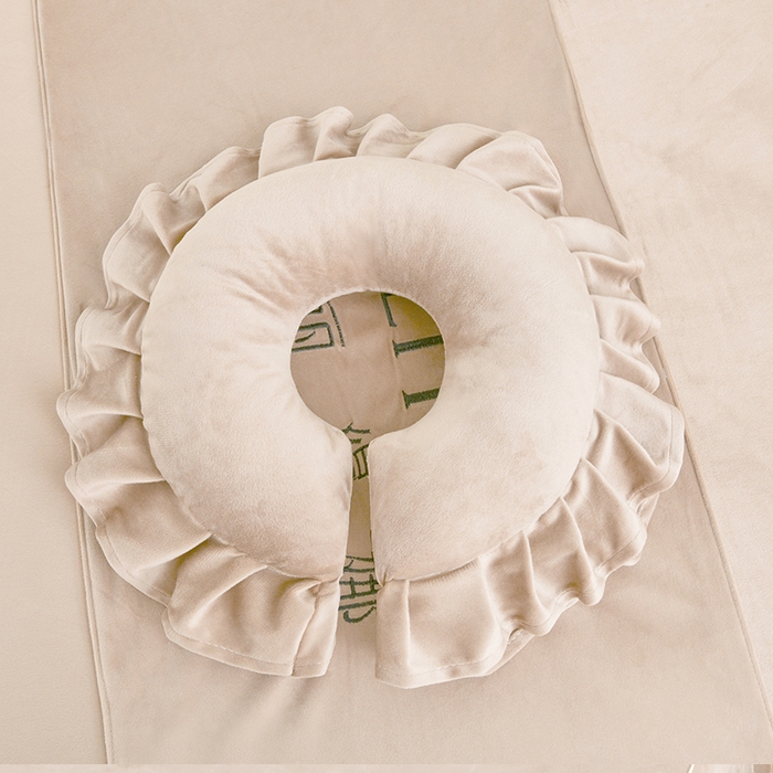 91家纺网 家纺一手货源 找家纺 诗薇娅 2025新款加厚兔毛绒美容床罩  美容床罩四件套 白配浅卡其