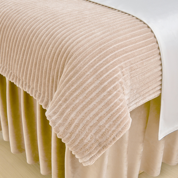 91家纺网 家纺一手货源 找家纺 诗薇娅 2025新款加厚兔毛绒美容床罩  美容床罩四件套 浅卡其