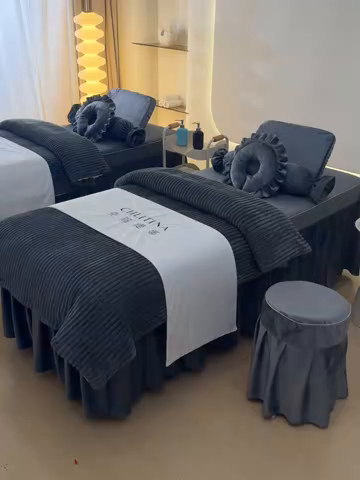 91家纺网 家纺一手货源 找家纺 诗薇娅 2025新款加厚兔毛绒美容床罩  美容床罩四件套 深灰色