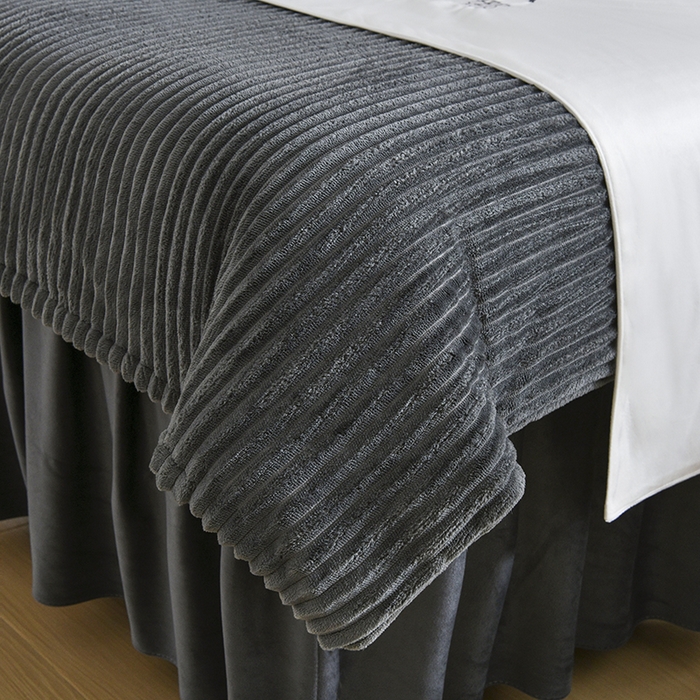 91家纺网 家纺一手货源 找家纺 诗薇娅 2025新款加厚兔毛绒美容床罩  美容床罩四件套 深灰色