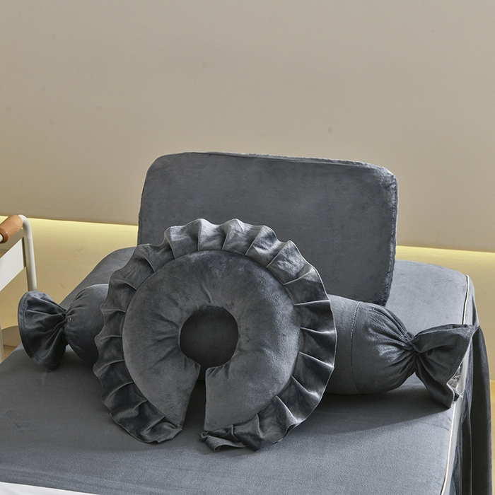 91家纺网 家纺一手货源 找家纺 诗薇娅 2025新款加厚兔毛绒美容床罩  美容床罩四件套 深灰色