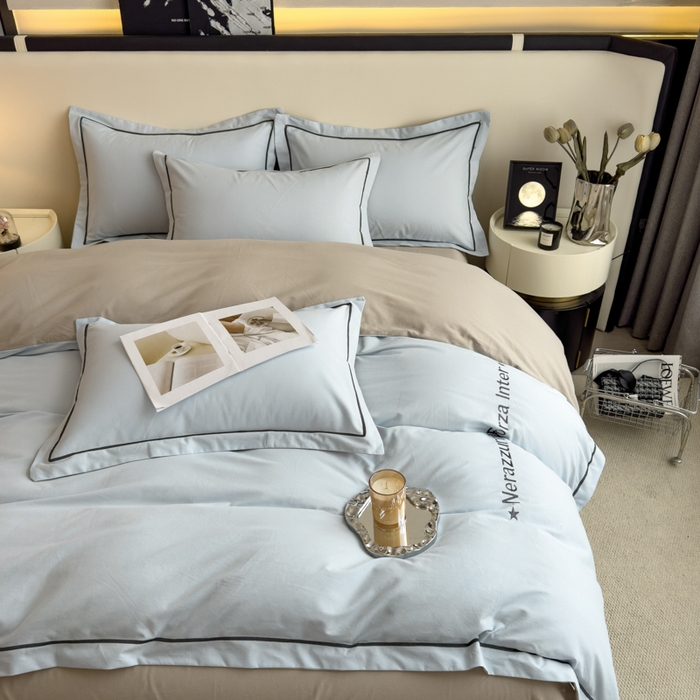 91家纺网 家纺一手货源 找家纺 （总）印季家纺 2025新款绣花一字绣全棉纯棉加厚磨毛四件套