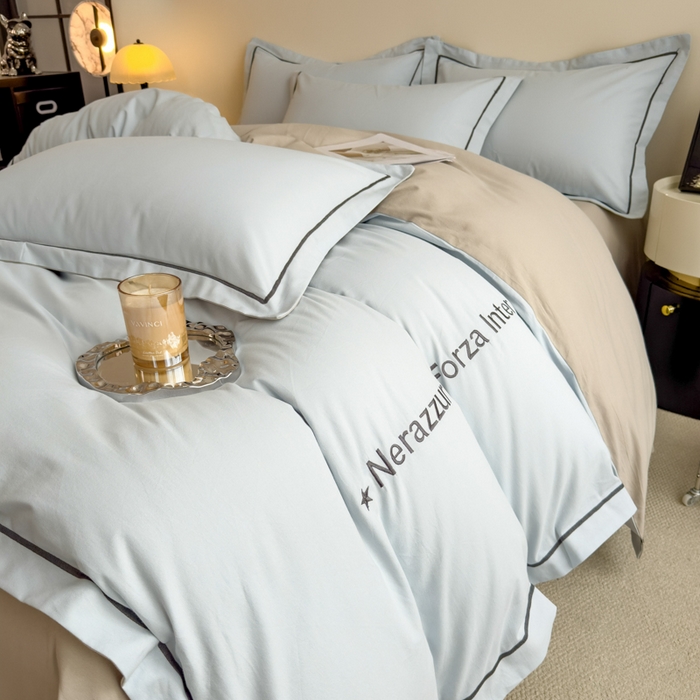 91家纺网 家纺一手货源 找家纺 （总）印季家纺 2025新款绣花一字绣全棉纯棉加厚磨毛四件套