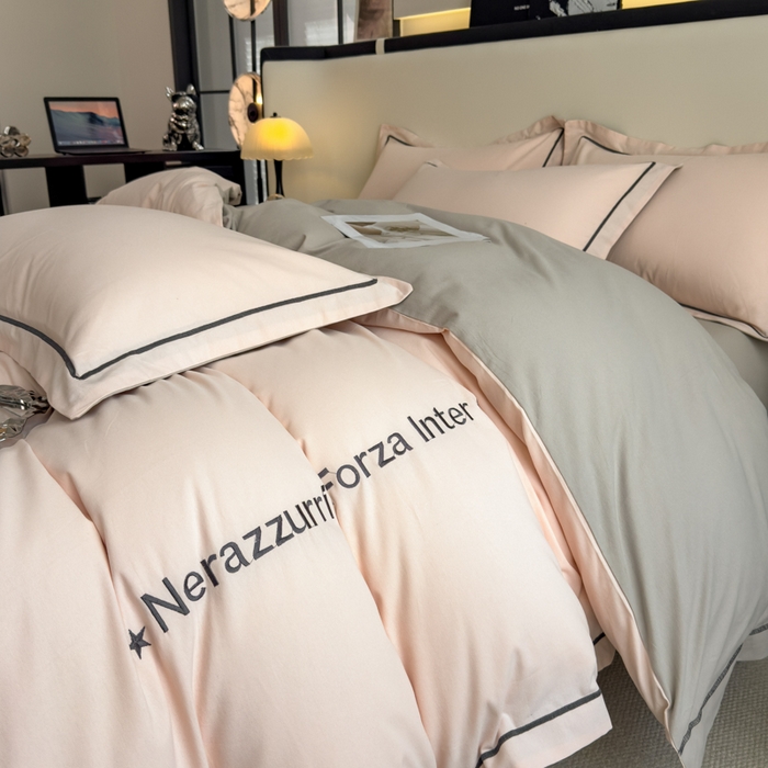 91家纺网 家纺一手货源 找家纺 （总）印季家纺 2025新款绣花一字绣全棉纯棉加厚磨毛四件套