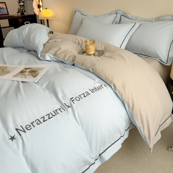 91家纺网 家纺一手货源 找家纺 （总）印季家纺 2025新款绣花一字绣全棉纯棉加厚磨毛四件套