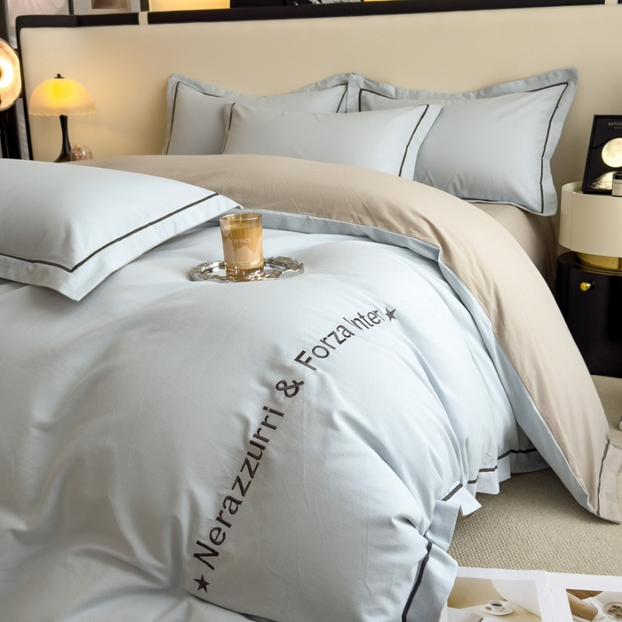 91家纺网 家纺一手货源 找家纺 （总）印季家纺 2025新款绣花一字绣全棉纯棉加厚磨毛四件套