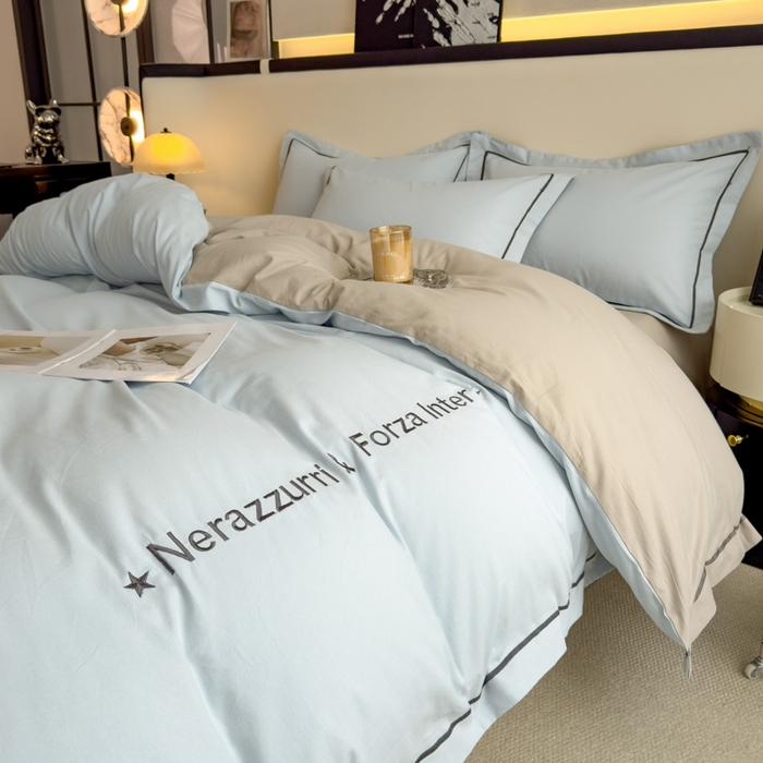 91家纺网 家纺一手货源 找家纺 （总）印季家纺 2025新款绣花一字绣全棉纯棉加厚磨毛四件套