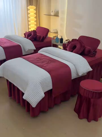 91家纺网 家纺一手货源 找家纺 诗薇娅 2025新款加厚兔毛绒美容床罩  美容床罩四件套 白+红豆沙