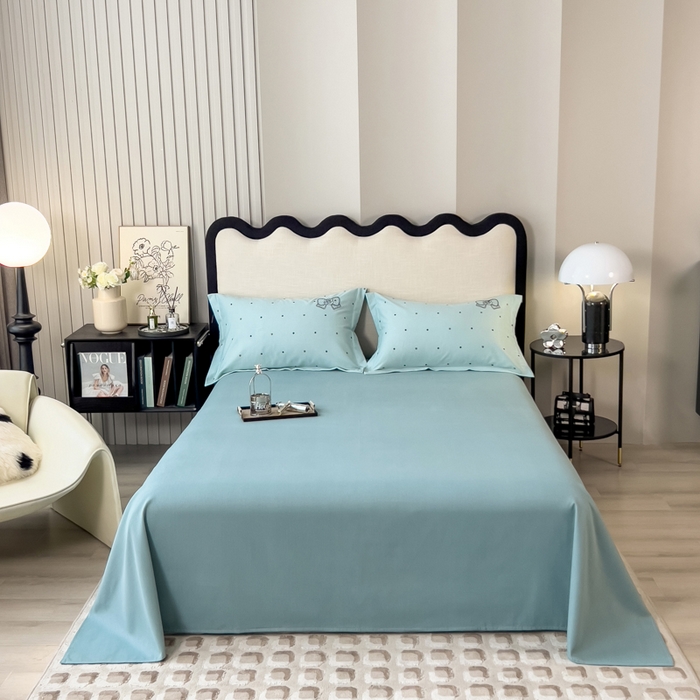 91家纺网 家纺一手货源 找家纺 印季家纺 2025新款全棉纯棉波点蝴蝶结绣花混纺磨毛四件套 星河兰