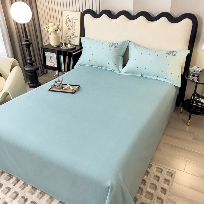 91家纺网 家纺一手货源 找家纺 印季家纺 2025新款全棉纯棉波点蝴蝶结绣花混纺磨毛四件套 星河兰