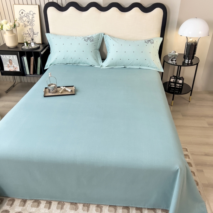 91家纺网 家纺一手货源 找家纺 印季家纺 2025新款全棉纯棉波点蝴蝶结绣花混纺磨毛四件套 星河兰