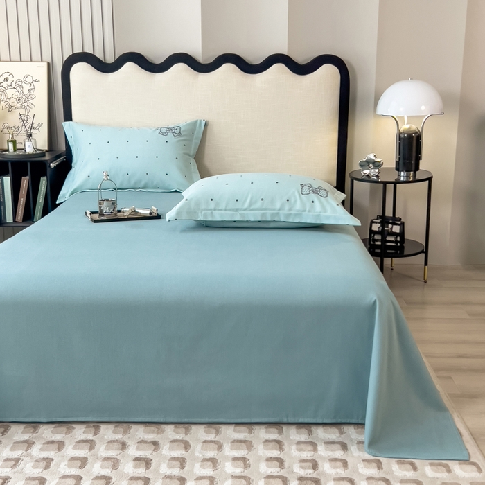 91家纺网 家纺一手货源 找家纺 印季家纺 2025新款全棉纯棉波点蝴蝶结绣花混纺磨毛四件套 星河兰