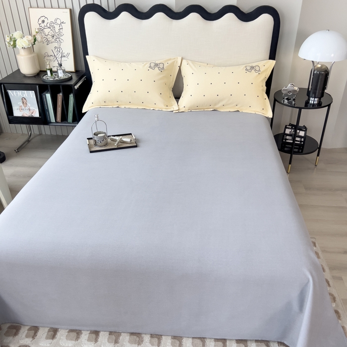 91家纺网 家纺一手货源 找家纺 印季家纺 2025新款全棉纯棉波点蝴蝶结绣花混纺磨毛四件套 奶昔白-灰