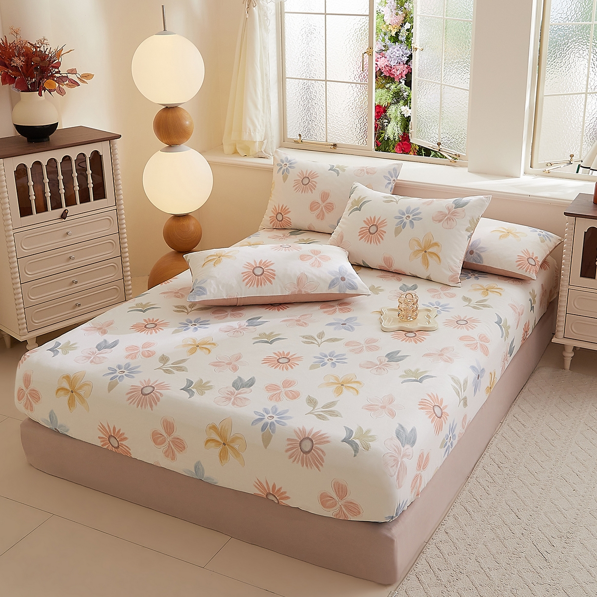 91家纺网 家纺一手货源 找家纺 （总）DoDo 兜兜 2025新款全棉纯棉磨毛印花单床笠 床笠单件