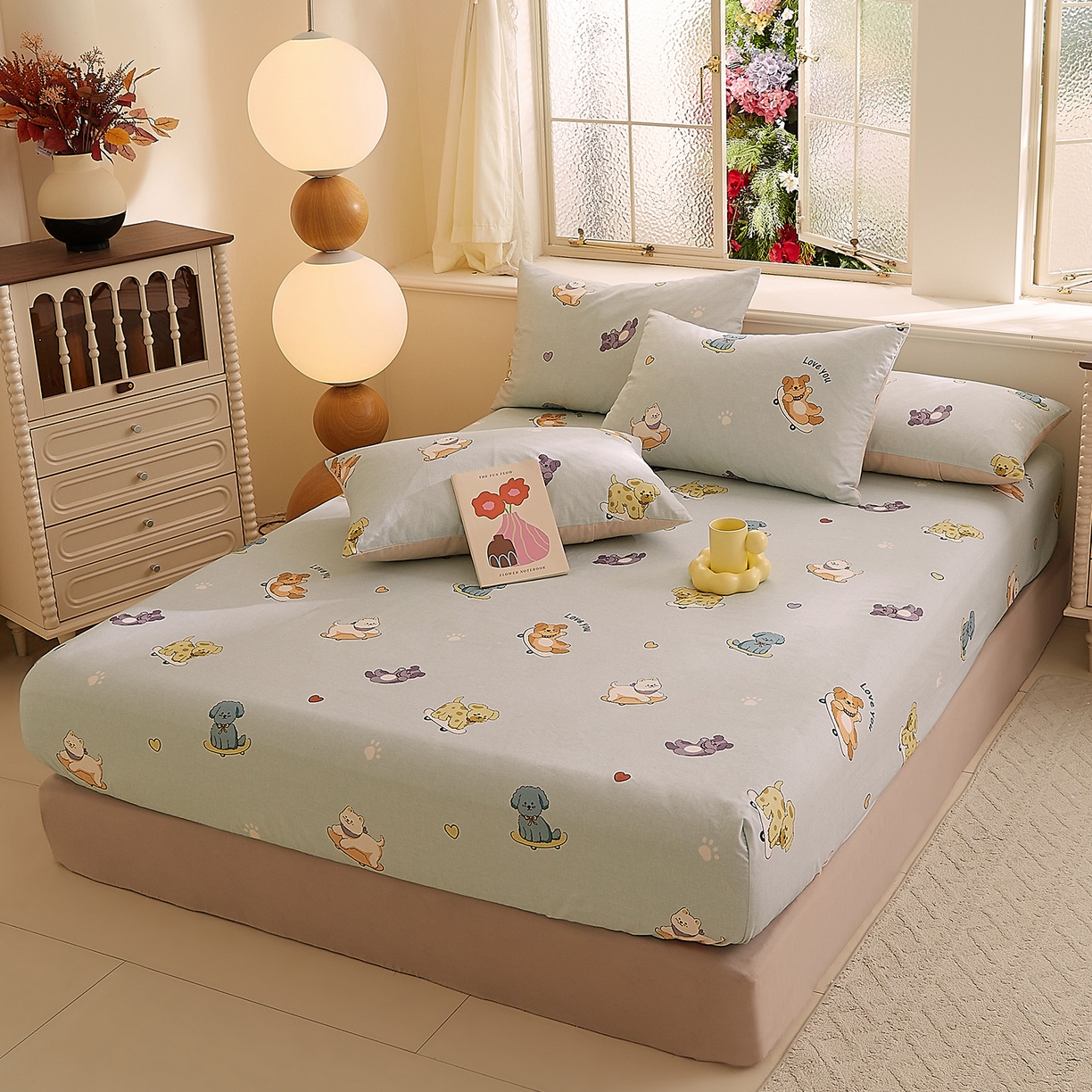 91家纺网 家纺一手货源 找家纺 （总）DoDo 兜兜 2025新款全棉纯棉磨毛印花单床笠 床笠单件