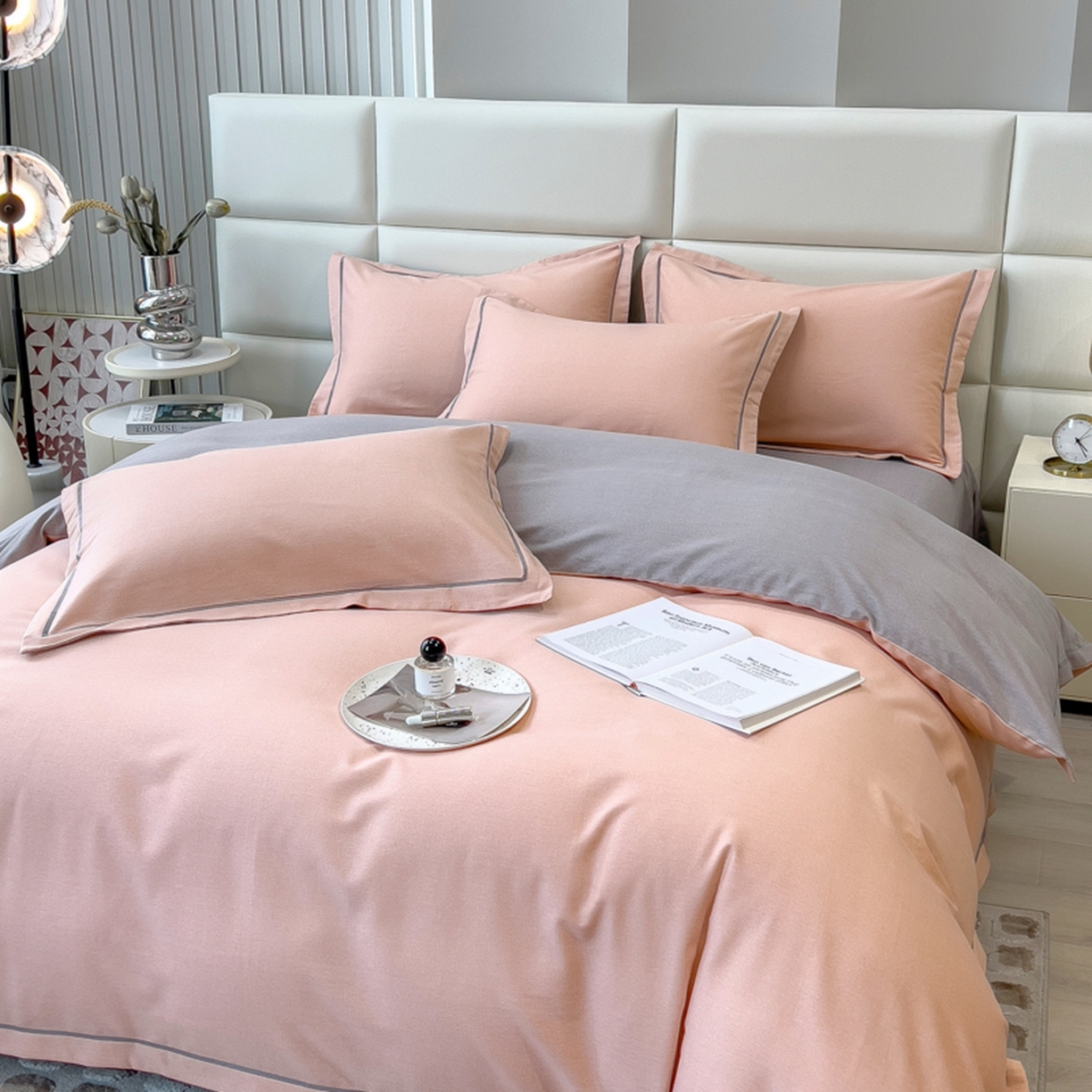 91家纺网 家纺一手货源 找家纺 （总）印季家纺 2025新款纯色磨毛混纺一字绣四件套