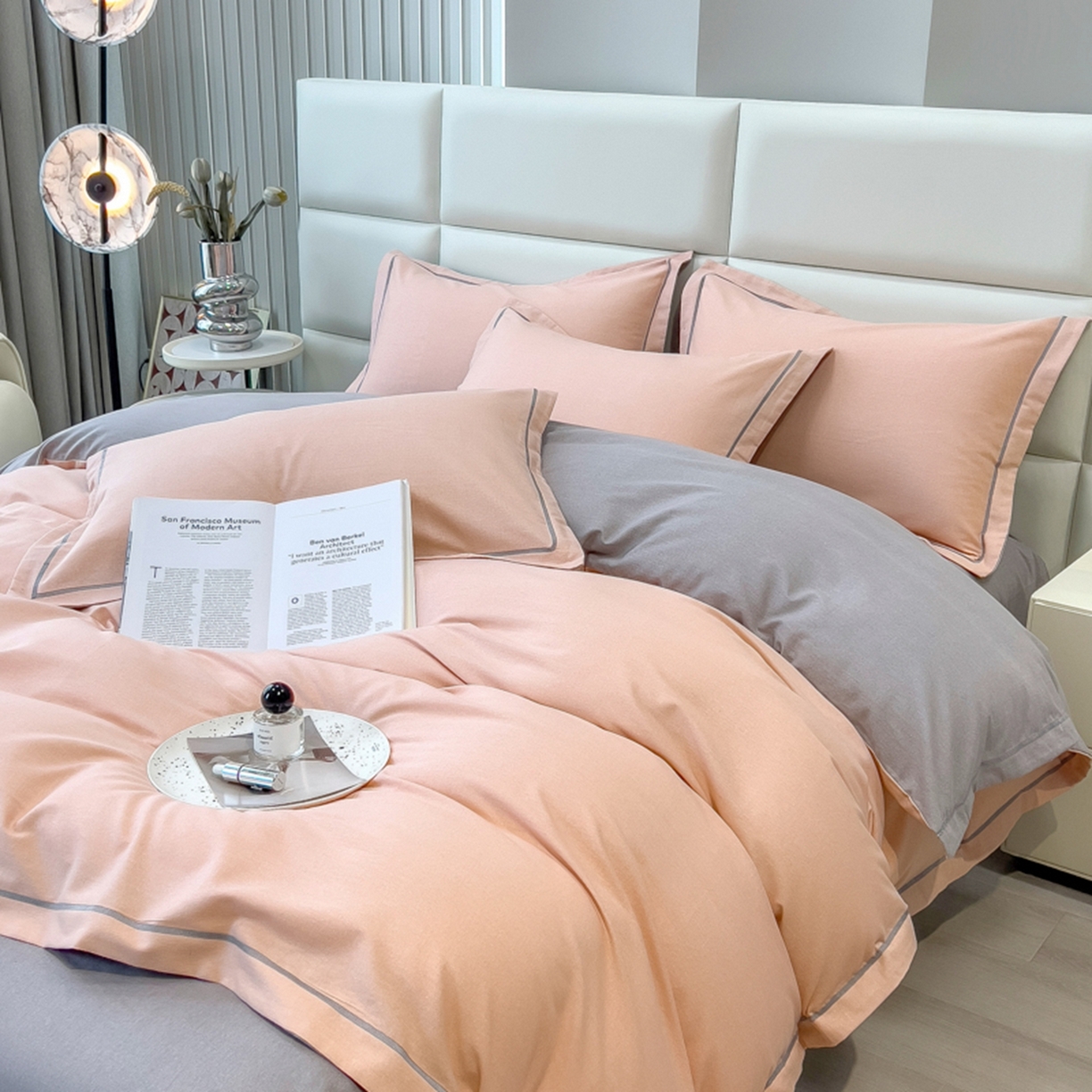 91家纺网 家纺一手货源 找家纺 （总）印季家纺 2025新款纯色磨毛混纺一字绣四件套