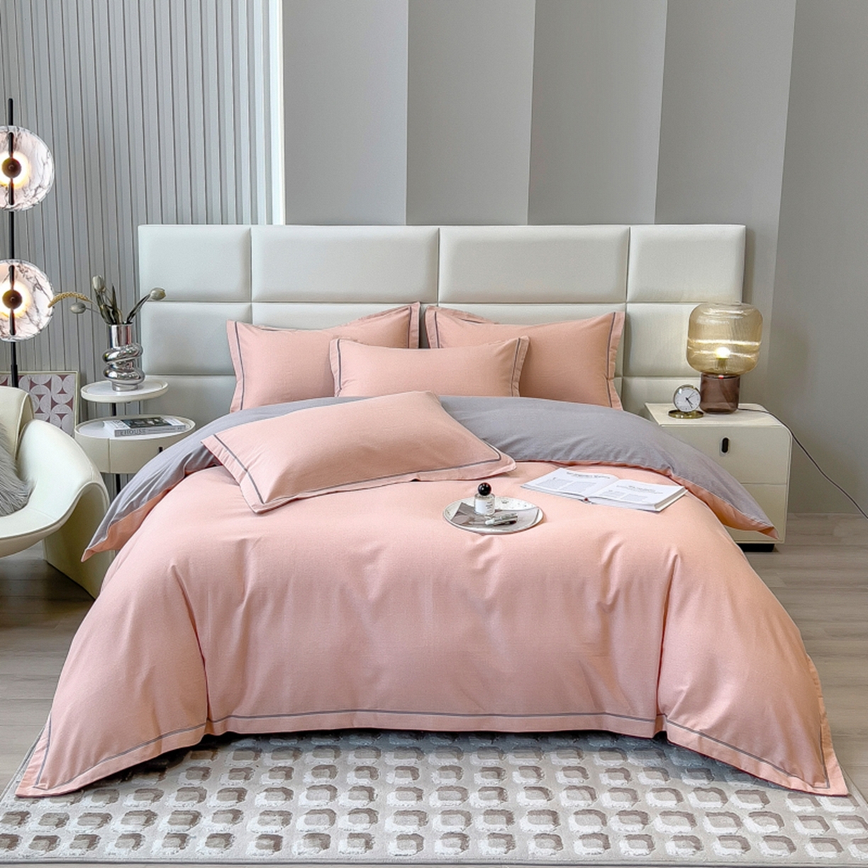 91家纺网 家纺一手货源 找家纺 （总）印季家纺 2025新款纯色磨毛混纺一字绣四件套